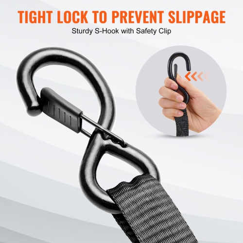 VEVOR 4PK Ratchet Tie Down Straps, 2200 lb Max Break Strength, Includes 4 Premium 1" x 15' Rachet Tie Downs with Padded Handles, for Moving Securing