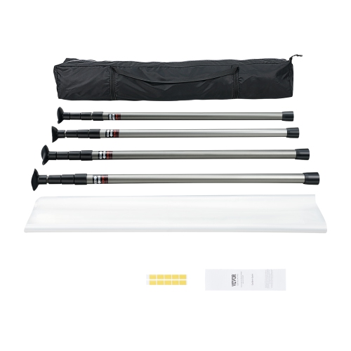 VEVOR 12 Ft Dust Barrier Poles, Dust Barrier System with 4 Telescoping Poles, 32.8x13.12 Ft Plastic Film, and Carry Bag, for Interior Decoration and