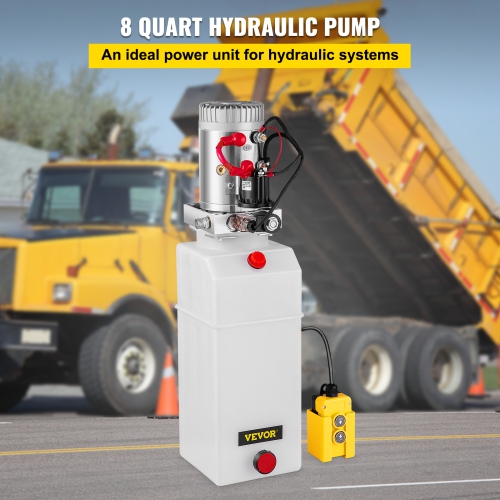 VEVOR Hydraulic 12V Pump Hydraulic Motor Hydraulic Power Unit, Dump Trailer Hydraulic Pump Single Acting Hydraulic Power Pack Electric Hydraulic Pump