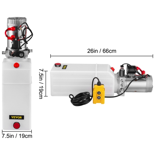 VEVOR Hydraulic 12V Pump Hydraulic Motor Hydraulic Power Unit, Dump Trailer Hydraulic Pump Single Acting Hydraulic Power Pack Electric Hydraulic Pump
