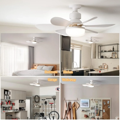 E27 LED Ceiling Fan Light, 40W Ceiling Fan Light Dimmable,Quiet Ceiling Fan 6 Blades for Bedroom,Living Room Kitchen,3 Speeds,Timing