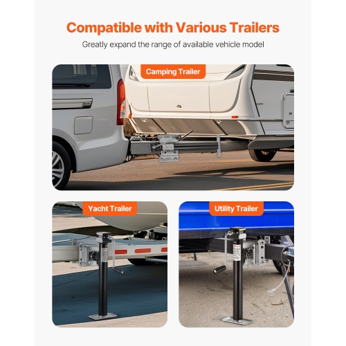 VEVOR 5000 lbs Trailer Jack, Dynamic Load Capacity, Heavy Duty Swivel Bolt-on Trailer Jack, 14.3" Lift Trailer Jack Stand with Handle for RV Trailer,