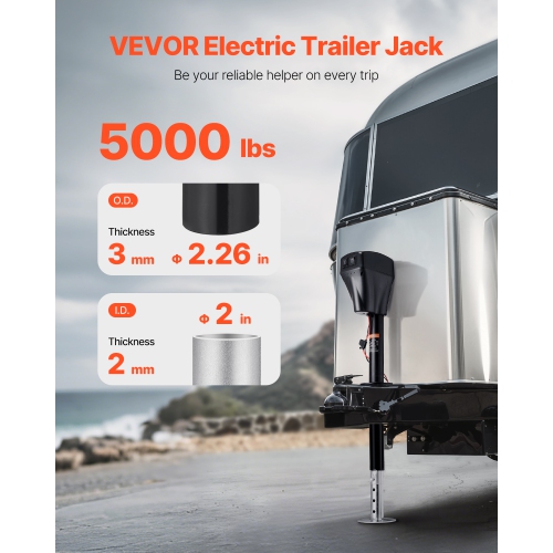 VEVOR 5000 lbs Electric Trailer Jack, Heavy Duty RV Electric Power Tongue Jack with 2 Way Connector, Manual Crank Handle & Weatherproof Jack Cover,
