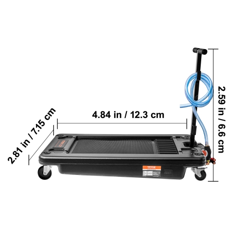 VEVOR 15 Gallon Low Profile Oil Drain Pan, Oil Drain Pan with Pump, Oil Change Pan with 180W Electric Pump, 8.2ft Hose & Folding Handle, Rolling Oil