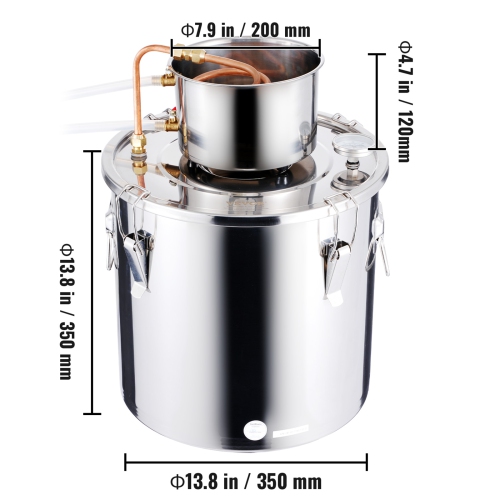 VEVOR 8 gal/30&nbsp;L Alcohol still, distillant d'alcool d'eau en acier inoxydable avec bobine en cuivre, Kit de fermentation de brassage à domicile