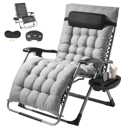 VEVOR  33 Inch Zero Gravity Chair, Zero Gravity Recliner Lounge Chair for Indoor, Adjustable Anti Gravity Chair w Cushion, Headrest, Footrest, And