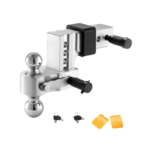 VEVOR 4-Inch Adjustable Trailer Hitch, Drop Hitch Ball Mount, Fit 2.5-Inch Receiver, Heavy Duty Aluminum Alloy Tow Hitch with 2" & 2-5/16" Balls,