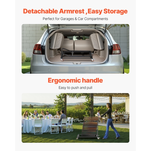 VEVOR 300 LBS Capacity Folding Chair Rack, L-shape Vertical Placement Chair Cart for 25 Chairs, Heavy-duty Metal Chair Storage Dolly with Rubber