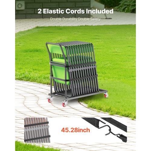 VEVOR 300 LBS Capacity Folding Chair Rack, L-shape Vertical Placement Chair Cart for 25 Chairs, Heavy-duty Metal Chair Storage Dolly with Rubber