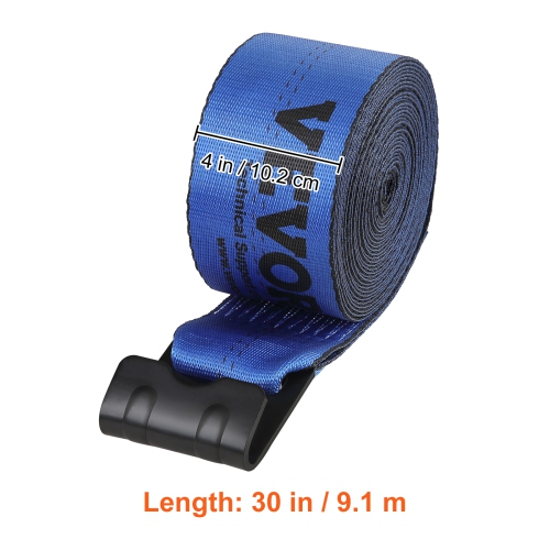 VEVOR 4" x 30' Winch Straps, 6000 lbs Load Capacity, 18000 lbs Breaking Strength, Truck Straps with Flat Hook, Flatbed Tie Downs Cargo Control for