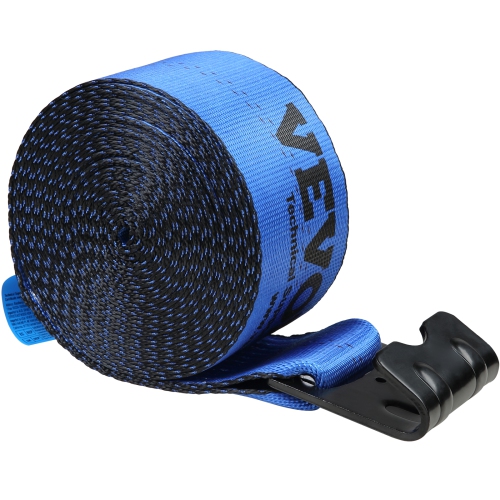 VEVOR 4" x 30' Winch Straps, 6000 lbs Load Capacity, 18000 lbs Breaking Strength, Truck Straps with Flat Hook, Flatbed Tie Downs Cargo Control for