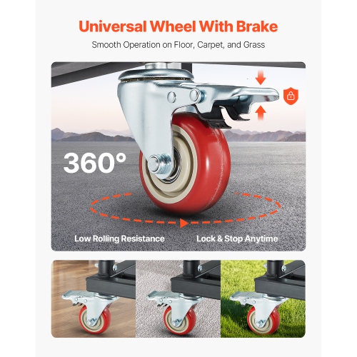 VEVOR 300 LBS Capacity Folding Chair Rack L-shape Horizontal Placement Chair Cart for 25 Chairs, Heavy-duty Metal Chair Storage Dolly with Rubber