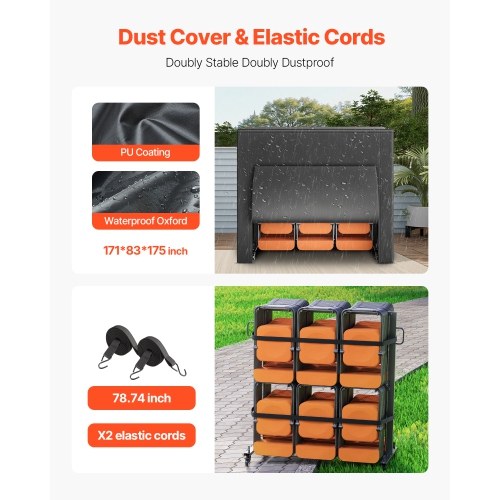 VEVOR 800 LBS Capacity Folding Chair Rack, Heavy-duty Chair Cart for 84 Chairs/ 12 Tables+42 Chairs, Dual-layer Chair Storage Dolly with Rubber