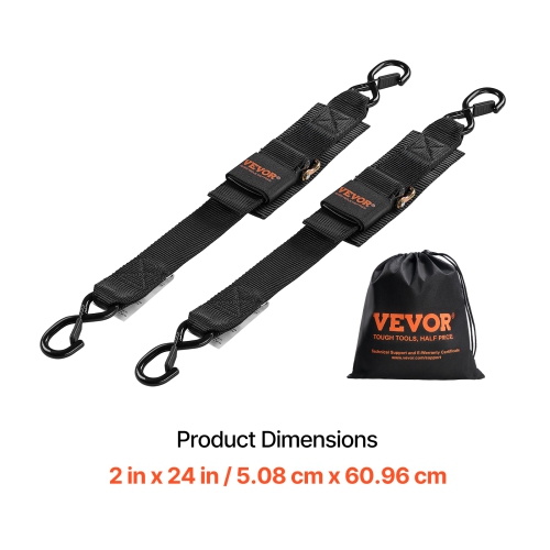 VEVOR 2 in x 2 ft Retractable Ratchet Straps, Ratchet Tie Down Straps with Security Lock S Hooks, 2 Pack Heavy Duty Ratchet Tie Down Straps with 1500