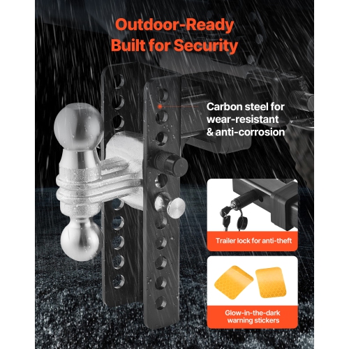 VEVOR 8-Inch Adjustable Trailer Hitch, Drop Hitch Ball Mount, Fit 2" Receiver, Heavy Duty Trailer Tow Hitch with 2" & 2-5/16"Balls, 21500 lbs GTW,