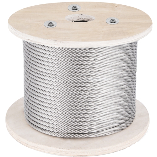 VEVOR 316 Stainless Steel Cable, 500FT Stainless Steel Wire Rope of 5/32 Inch Diameter and 1x19 Construction, 3300 LBS Breaking Strength Steel Cable