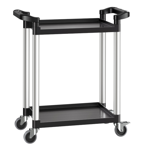 VEVOR 2-tier Utility Cart, 300 lbs Load Capacity, Utility Plastic Cart with 360° Swivel Wheels, 24.4 x 16.1-inch Food Service Cart for Warehouse,
