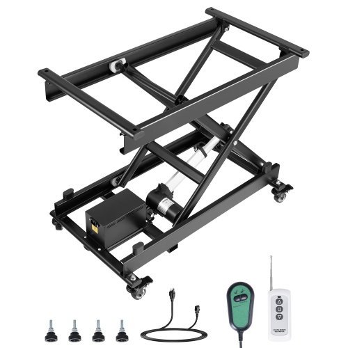 VEVOR 330 lbs Capacity Electric Lift Table, Single Scissor Lift Table, 8 - 28 in Height Adjustable Lifting Platform, Coffee Table lift with 4 Wheels,