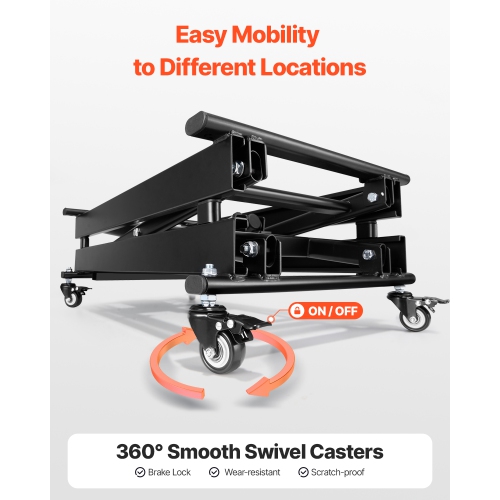 VEVOR 330 lbs Capacity Electric Lift Table, Single Scissor Lift Table, 8 - 28 in Height Adjustable Lifting Platform, Coffee Table lift with 4 Wheels,