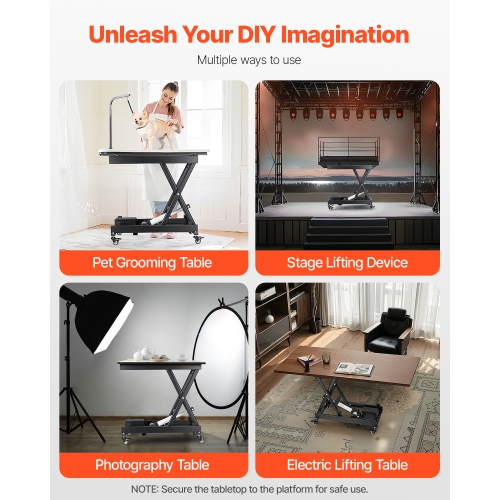 VEVOR 330 lbs Capacity Electric Lift Table, Single Scissor Lift Table, 8 - 28 in Height Adjustable Lifting Platform, Coffee Table lift with 4 Wheels,