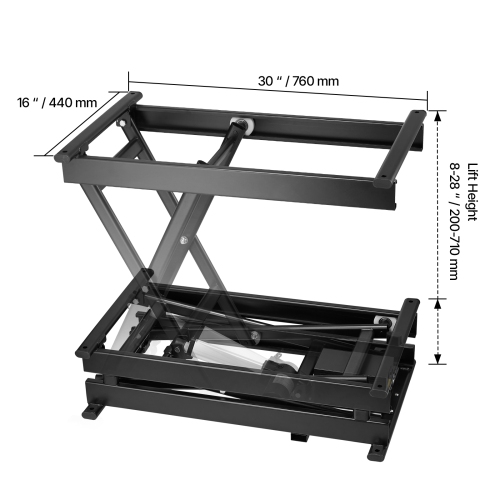 VEVOR 330 lbs Capacity Electric Lift Table, Single Scissor Lift Table, 8 - 28 in Height Adjustable Lifting Platform, Coffee Table lift with 4 Wheels,