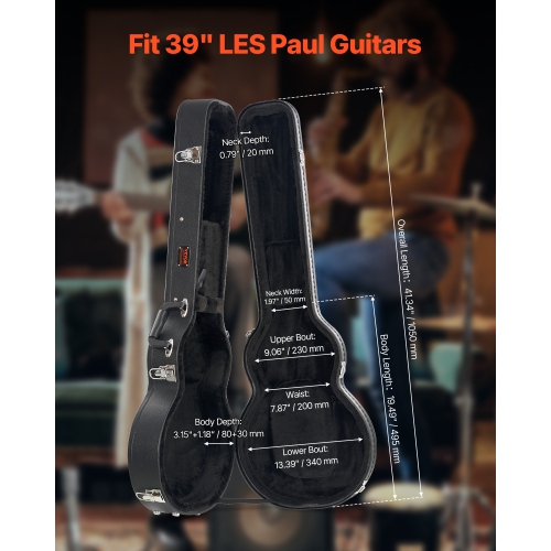 VEVOR 41.34 in Electric Guitar Hard Case, Gourd-Shaped,With Lock Latch Keys Handle,PVC Padding Soft Lining Water-Resistant Hard Shell Guitar Case,