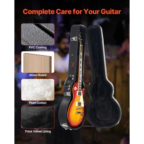 VEVOR 41.34 in Electric Guitar Hard Case, Gourd-Shaped,With Lock Latch Keys Handle,PVC Padding Soft Lining Water-Resistant Hard Shell Guitar Case,