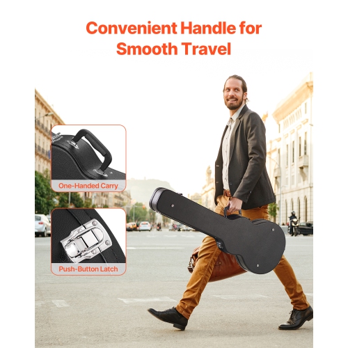 VEVOR 41.34 in Electric Guitar Hard Case, Gourd-Shaped,With Lock Latch Keys Handle,PVC Padding Soft Lining Water-Resistant Hard Shell Guitar Case,