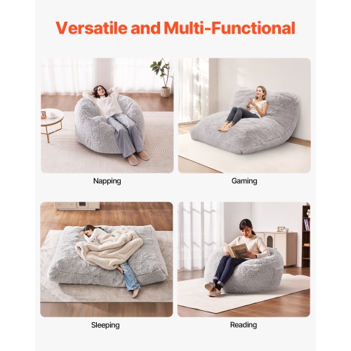 Fauteuil poire VEVOR, fauteuil convertible de BeanBag à Lounge ou matelas, fauteuil poire Gaint avec housse lavable pour adultes, bourre en mousse et