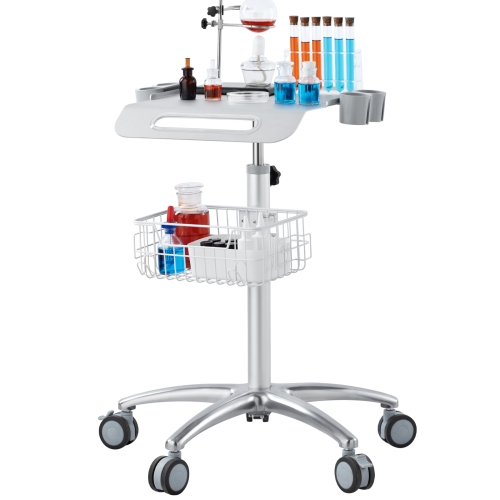 VEVOR 26.77"-42.91" Medical Cart, Salon Cart with Wheels, Mobile Trolley Cart , Metal Salon Stations for Hair Stylist, Rolling Desktop Lab Cart for