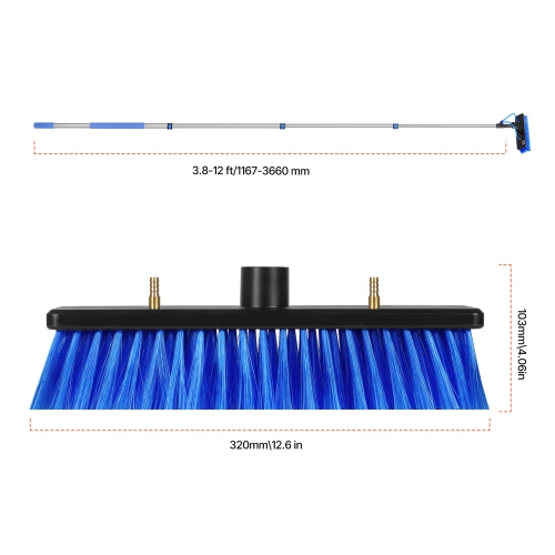 VEVOR 20 FT Water Fed Pole Kit, Solar Panel Cleaning Pole with Extendable Handle, 180° Rotatable Brush Head & 65.6FT Hose, Window Cleaner Tool for