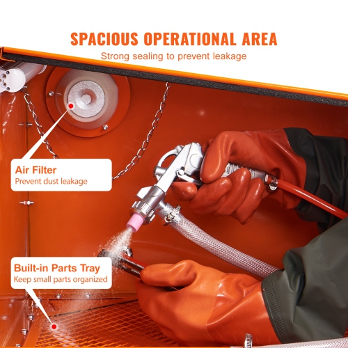 VEVOR 25 Gallon Sandblasting Cabinet, 40-120PSI Benchtop Sand Blasting Cabinet, Heavy Duty Steel Sand Blaster with Blasting Gun & 4 Ceramic Nozzles