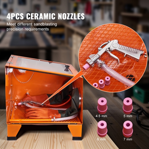 VEVOR 25 Gallon Sandblasting Cabinet, 40-120PSI Benchtop Sand Blasting Cabinet, Heavy Duty Steel Sand Blaster with Blasting Gun & 4 Ceramic Nozzles