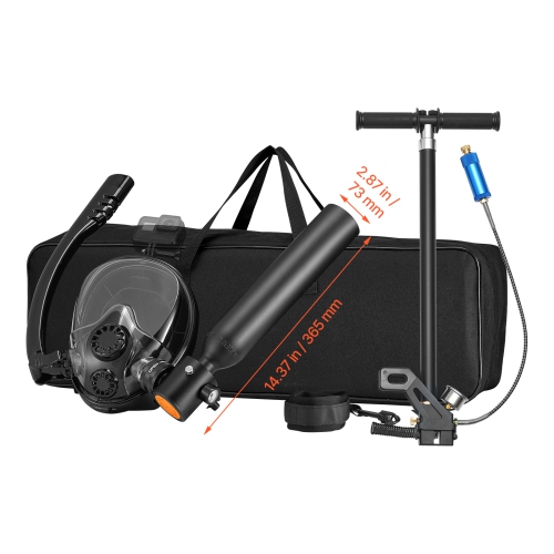 VEVOR 0.5L Scuba Tank, Portable Diving Tank, Oxygen Cylinder Support 5-10 Mins Underwater Breathing, 32.81 ft Depth, Refillable Snorkel Air Tank w/