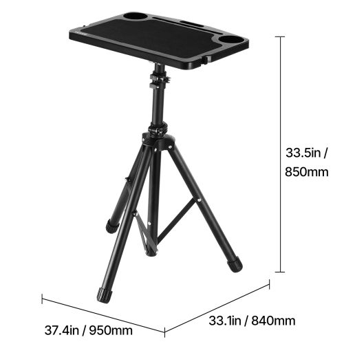 VEVOR Cycling Desk, Stationary Foldable Adjustable Bike Trainer & Treadmill Desk with Triangle Support, Non-Slip Multi-Slot Desk with Handle Bar, Fit