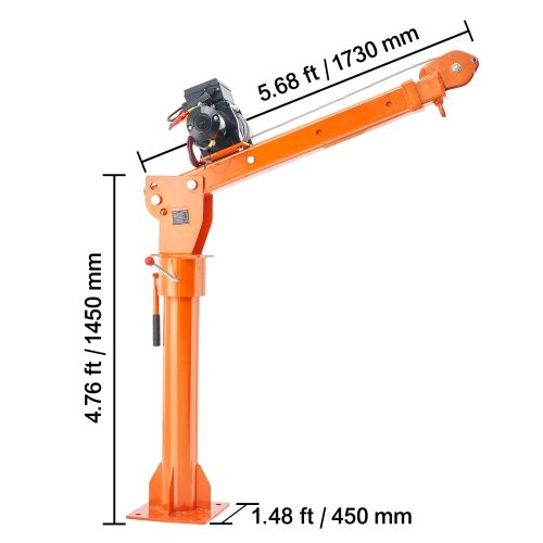 VEVOR 2200 lbs Electric Pickup Truck Crane, Folding Truck-Mounted Bed Crane with Electric Winch 6000 lbs, Steel Pickup Truck Jib Crane Hoist 360°