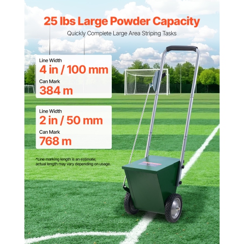 VEVOR 2-Wheel Dry Line Marker, 2 or&nbsp;4 in Lines, Field Dry Line Chalker, Adjustable Line Marker, with Rubber Adjustment Handle, 25 lbs Large