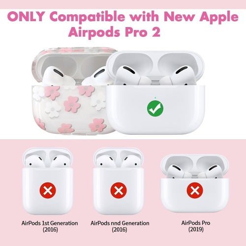 MINSCOSE Compatible avec les Airpods Pro 2 Étui transparent, motif de fleurs animées