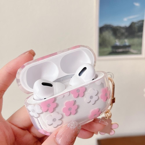 MINSCOSE Compatible avec les Airpods Pro 2 Étui transparent, motif de fleurs animées