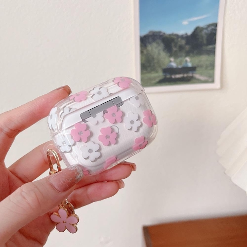 MINSCOSE Compatible avec les Airpods Pro 2 Étui transparent, motif de fleurs animées