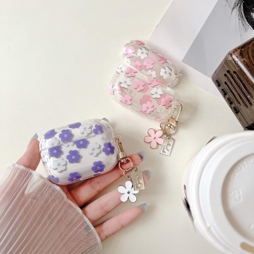 MINSCOSE Compatible avec les Airpods Pro 2 Étui transparent, motif de fleurs animées