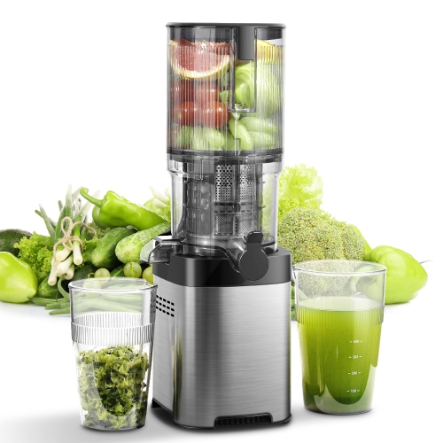 Cold Press Slow Juicer 60 RPM, Masticating Juicer Machines with Large Auger and Triple Strainers, 5.4 inch Feed Chute for Whole Fruits & Vegetables