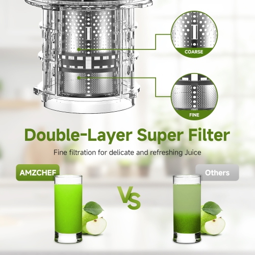 Cold Press Slow Juicer 60 RPM, Masticating Juicer Machines with Large Auger and Triple Strainers, 5.4 inch Feed Chute for Whole Fruits & Vegetables