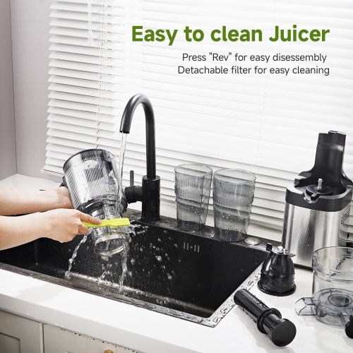 Cold Press Slow Juicer 60 RPM, Masticating Juicer Machines with Large Auger and Triple Strainers, 5.4 inch Feed Chute for Whole Fruits & Vegetables