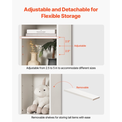 VEVOR 8 Tiers Narrow Bookshelf, 71 in Wooden Tall Open Bookcase with Height-Adjustable Shelf, Freestanding Display Storage Floor Bookcase Bookshelf