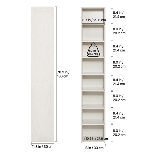 VEVOR 8 Tiers Narrow Bookshelf, 71 in Wooden Tall Open Bookcase with Height-Adjustable Shelf, Freestanding Display Storage Floor Bookcase Bookshelf