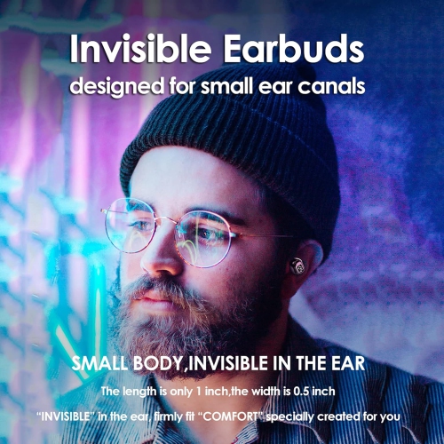 Single Ear Bluetooth Wireless Earbud,Mini Invisible In-Ear Earphone,Wireless Bluetooth Headphone Suitable for Sports Work Sleep-Beige