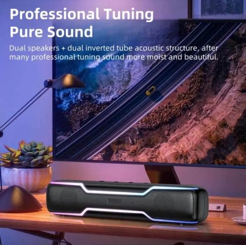 Desktop mobile phone computer wireless card U disk fantasy RGB light long strip Bluetooth speaker wireless bar home theater system Bluetooth speaker