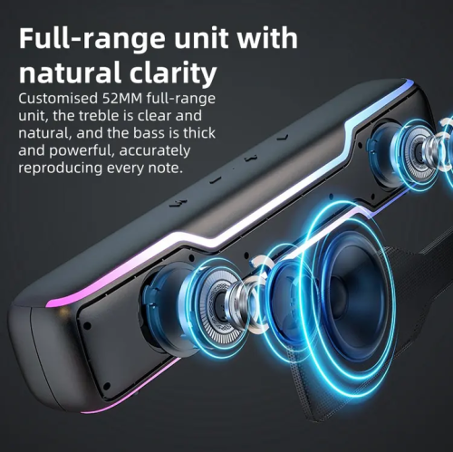 Desktop mobile phone computer wireless card U disk fantasy RGB light long strip Bluetooth speaker wireless bar home theater system Bluetooth speaker