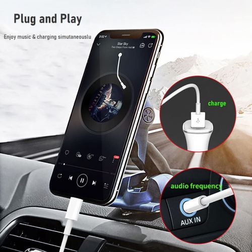 Type C to 3.5 two-in-one charging + audio cable car audio AUX adapter cable, compatible with Type C mobile phones/tablets, can be used with car